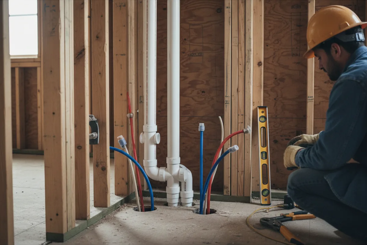 Drain and supply rough-in during Sump Pump Repair in Cambridge